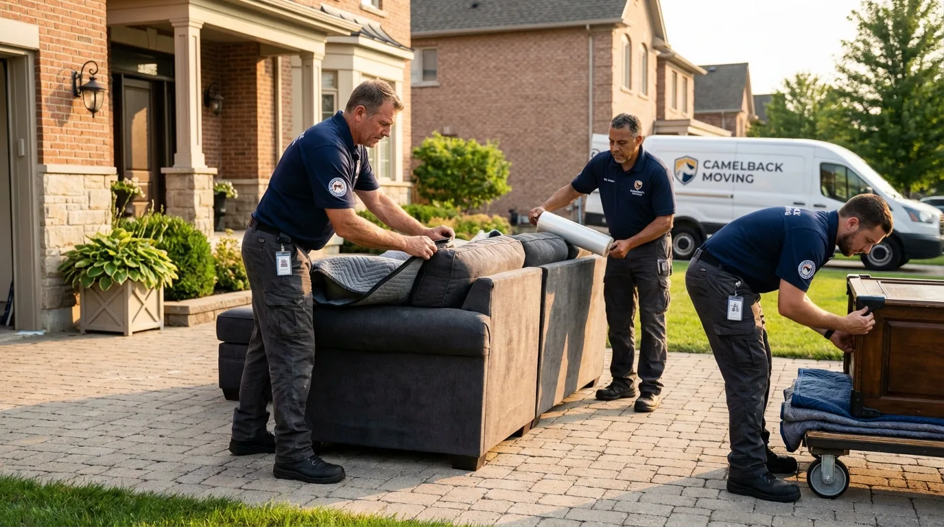 Large estate moving crew wrapping furniture in DeRidder, LA